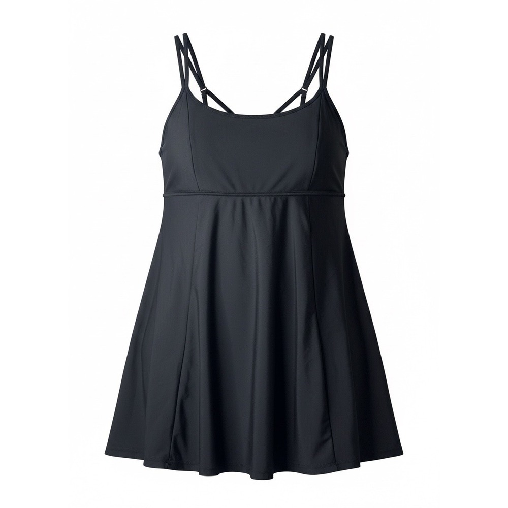 Danify Black Swim Dress One Piece Swimsuit Empire Waist Size 52